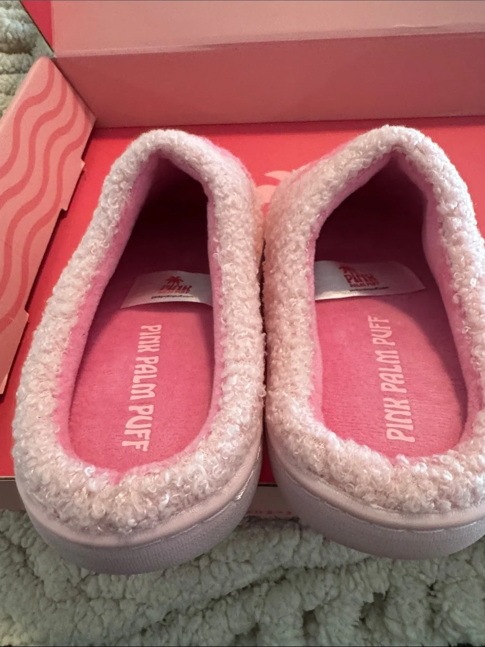 Pink Palm Puff Kids Slippers - Cozy Pink Palm Tree Design